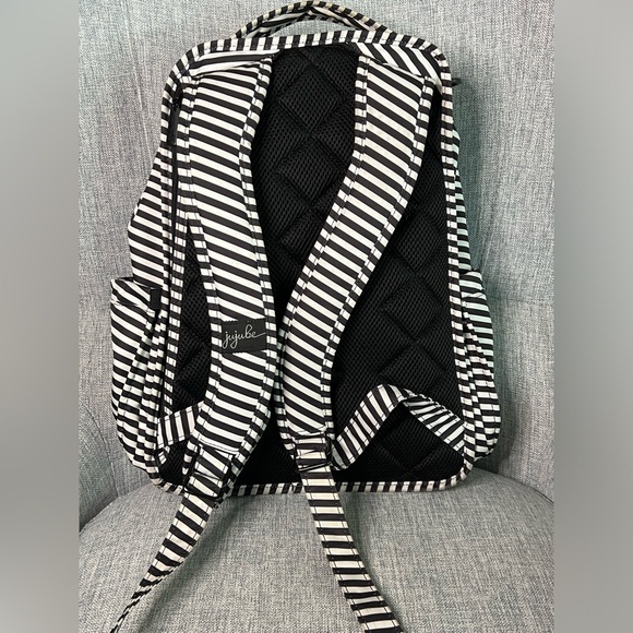 Ju-Ju-Be Be Right Back Black and White Striped Diaper Bag Backpack - Picture 5 of 16